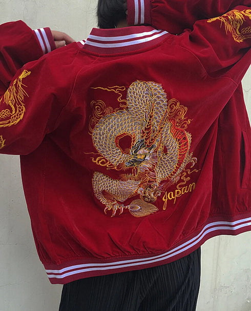 Dragon Embroidery Bomber Coat